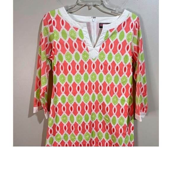 Vineyard Vines Womens 3/4 Sleeve Cotton Shift Dress Citrus Print Size 6 - Picture 2 of 7
